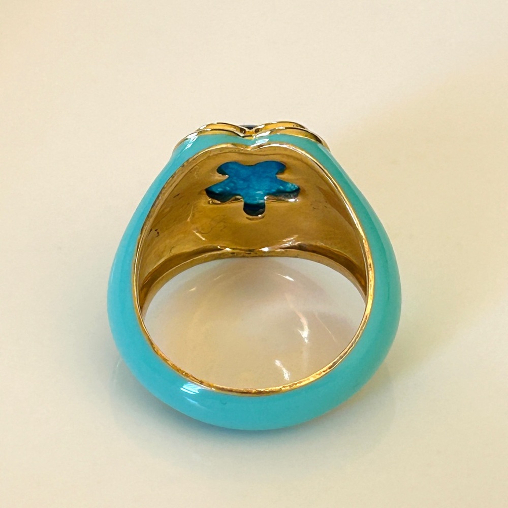 Missoma Good Vibes Large Enamel Flower Gemstone Ring Size 7.5 - Picture 11 of 15
